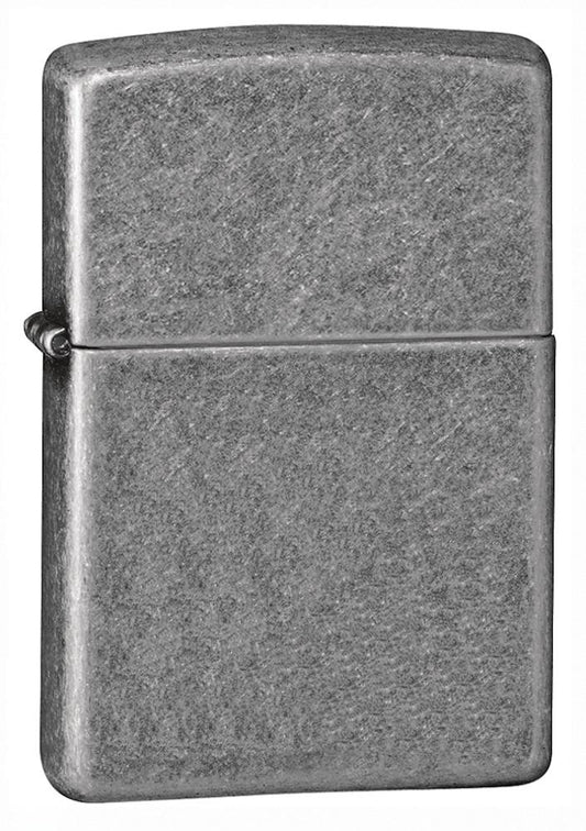 Vooraanzicht 3/4 hoek Zippo Aansteker Antique Silver Plate