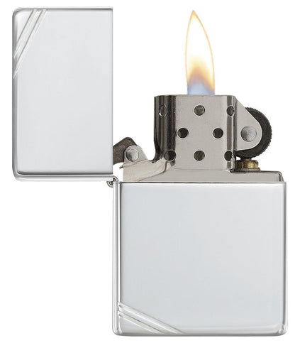 14, Sterling Silver Zippo Lighter with Decorative Slashes, Vintage Case