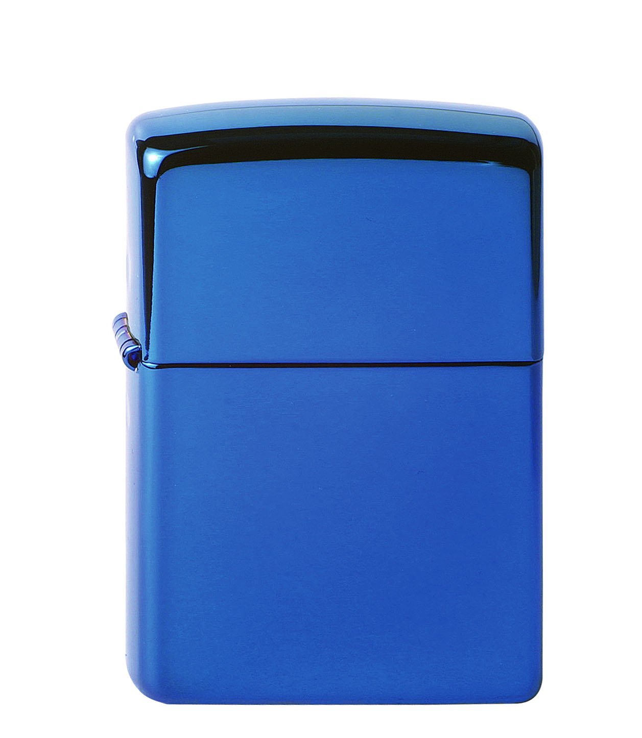 Vooraanzicht 3/4 hoek Zippo aansteker blauw hoogglans