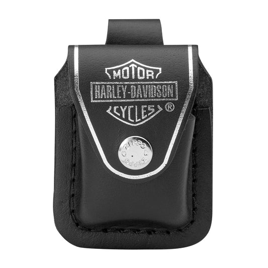 Vooraanzicht lederen etui Harley-Davidson gesloten